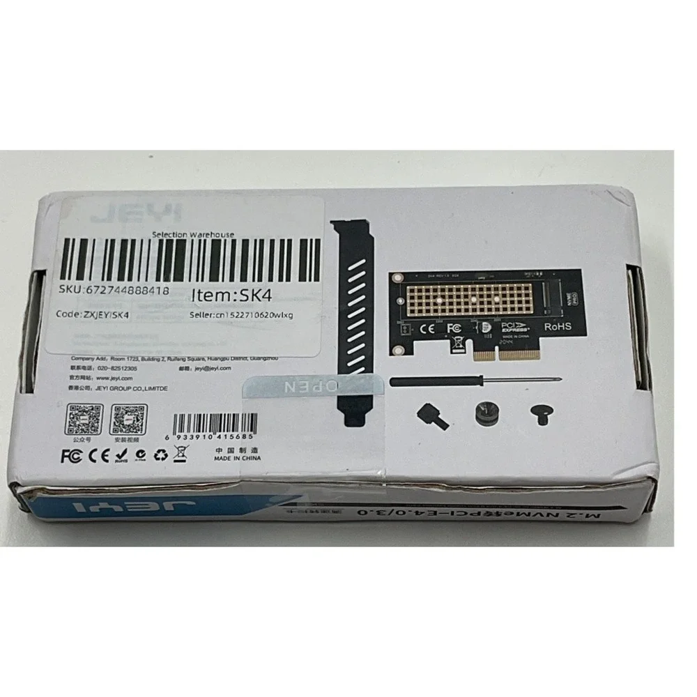 JEYI SK4‎ M.2 NVMe to PCIe 4.0/3.0 Adapter Card